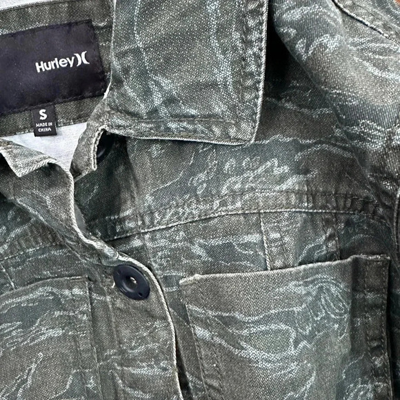Hurley | Camouflage Camo Denim Printed Button Down Jacket Size S Small - Picture 6 of 10